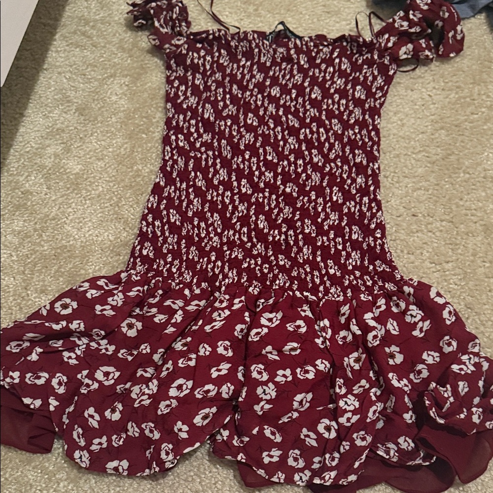 Zara Red and White Floral Mini Dress
